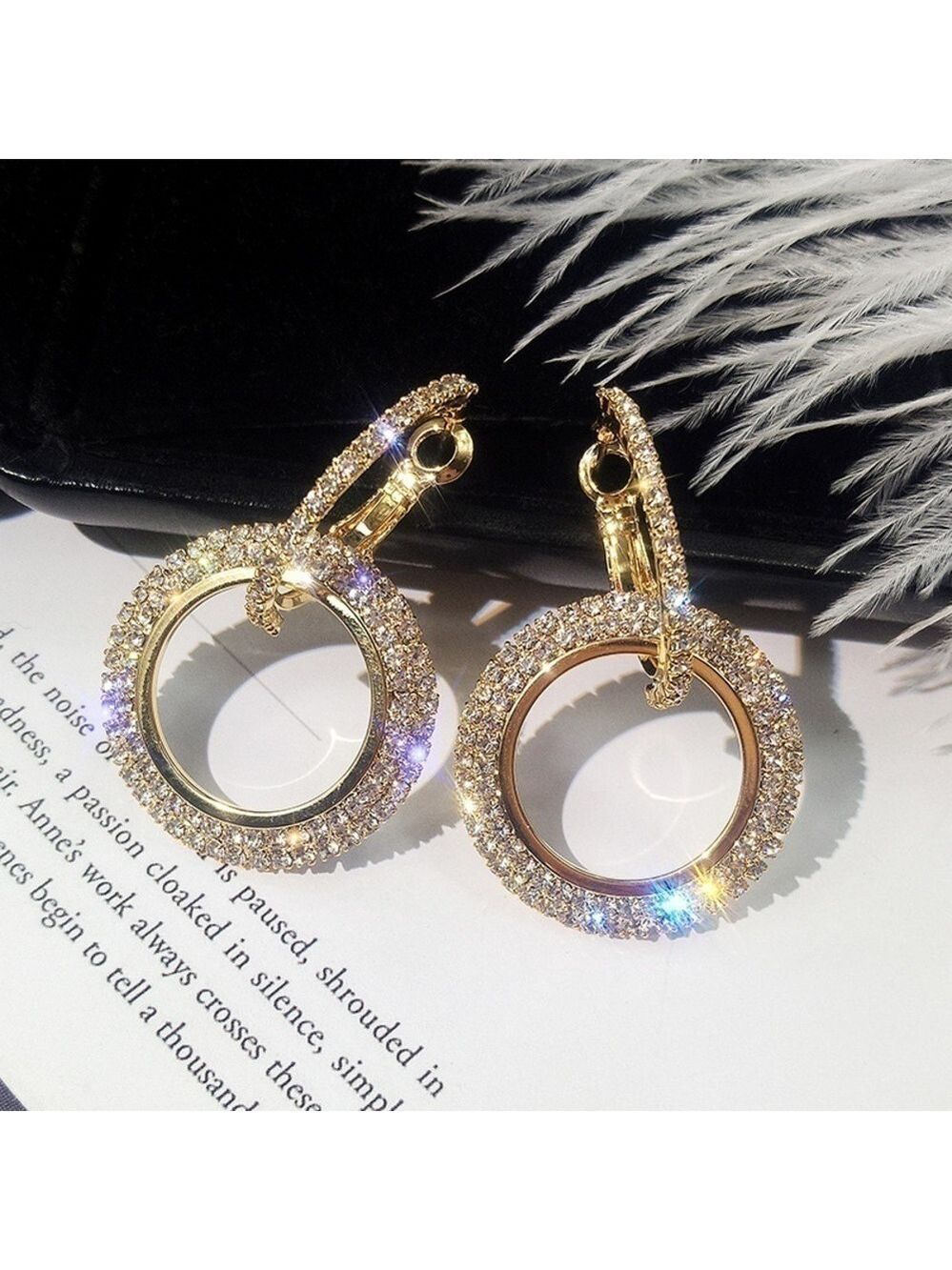 Gold Plated Crystal Hoop Earrings - Picture 3 of 9